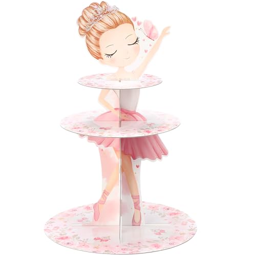 Honeydak Cupcake-Ständer mit 3 Etagen, Ballerina-Motiv, Cupcake-Halter, Dekorationen, tanzendes Mädchen, Ballett, Dessert, Turm für Ballett, Tutu, Tänzerin, Rosa, Party, Geburtstagszubehör Honeydak Cupcake-Ständer mit 3 Etagen, Ballerina-Motiv, Cupcake-Halter, Dekorationen, tanzendes Mädchen, Ballett, Dessert, Turm für Ballett, Tutu, Tänzerin, Rosa, Party, Geburtstagszubehör von Honeydak