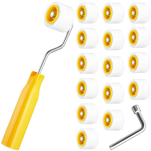 Honeydak Mini-Farbroller zum Ausbessern von Kanten oder Ecken, extra kleine Wollpinsel, Werkzeug für Fensterrahmen, Fotorahmen, 16 Stück von Honeydak
