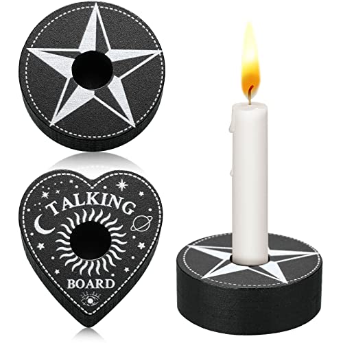 Zauber-Kerzenhalter-Set, 2 Stück, sprechende Tafel, Kerzenhalter für Hexerei, schwarze Ritual Kerzenhalter, Holzzauber-Zubehör zum Gießen von Glocken, Ritualen, Zaubersprüchen, Wicca, Dekor-Zubehör Zauber-Kerzenhalter-Set, 2 Stück, sprechende Tafel, Kerzenhalter für Hexerei, schwarze Ritual Kerzenhalter, Holzzauber-Zubehör zum Gießen von Glocken, Ritualen, Zaubersprüchen, Wicca, Dekor-Zubehör von Honeydak