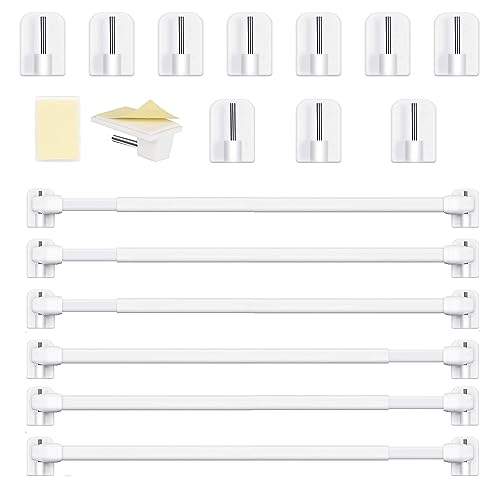 Honeyes 6 Stück Vitragestangen mit Selbstklebehaken Ausziehbar Bistrogardinenstangen Gardinenstange für Fenster Küche DIY-Projekte (6 Stücks-90-150CM) von Honeyes