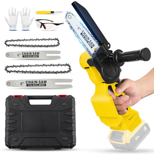 6 Zoll Mini-Kettensäge 18V Akku Kettensäge Ersatz für Dewalt, Kabellose Tragbare Einhand-Kettensäge mit Sicherheitsschloss,2 Ketten für Baumzweige, Hof, Haushalt und GartenGarten (Kein Akku) von Honeyhouse