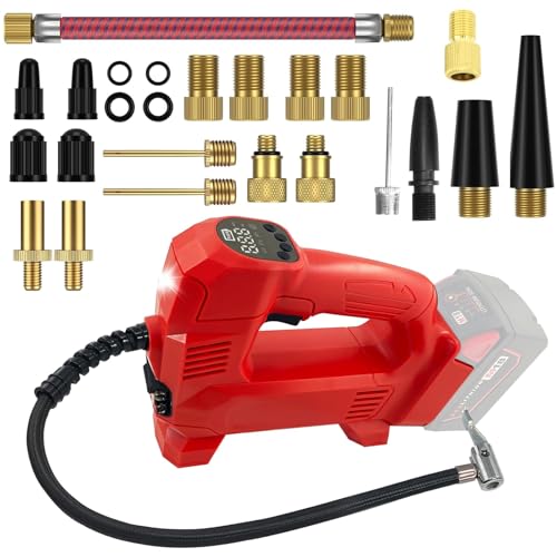 Akku Kompressor Kompatibel mit Milwaukee 20V M18 Akku, 65PSI Tragbarer Elektrischer Kompressor mit Ventiladapter Set, Autooff Funktion, Mit LCD Bildschirm und LED, Auto(ohne Akku und Ladegerät) von Honeyhouse