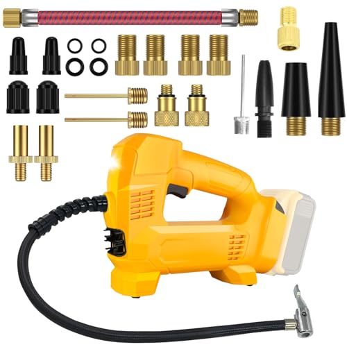 Akku Kompressor kompatibel mit Dewalt Akku 20V, 160PSI Tragbarer Elektrischer Kompressor mit Ventiladapter Set, Autooff Funktion, Mit LCD Bildschirm und LED, Geeignet Auto (ohne Akku Ladegerät) von Honeyhouse