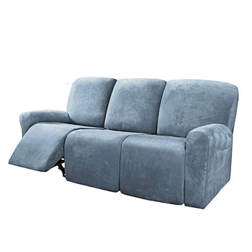 Honeyhouse Dicke Samt Sofabezüge 3-Sitzer,Super Stretch rutschfeste Couchbezug 8-Teiliges Set, Elastische Möbel Protector Plüsch Sofa Schonbezüge mit Armlehne von Honeyhouse