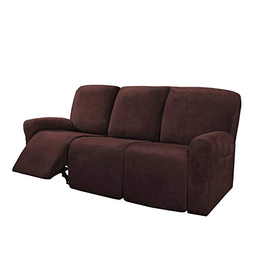 Honeyhouse Sofabezug, 8 Stück Velvet Plüsch Schonbezug Strecken Sofa Überwurf Weich Dick Sofahusse Waschbare Möbel Protector für 3 Sitzer von Honeyhouse