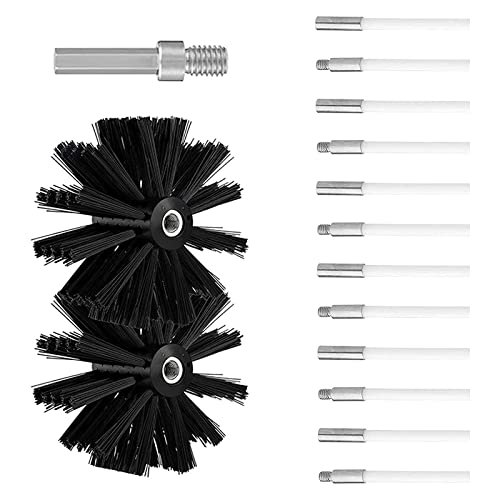 Kaminbürste Stange Set, Durchmesser 200mm, Kaminbürste enthält 12 Flexible Stangen 410mm und 2 Bürstenkopf Holzofen Kaminbürsten-Kit Kaminreinigungsstab Reinigungsbürste Trockenrohr Reinigungsbürste von Honeyhouse