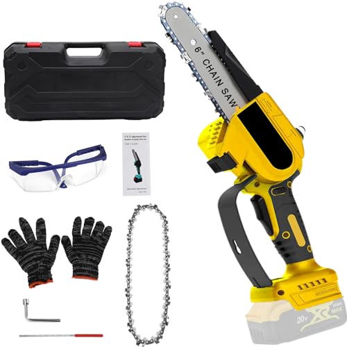 Mini Akku Kettensäge, Ersatz für Dewalt 20V MAX-Akku, 6 Zoll Mini Kettensäge mit Ersatzkette zum Baumbeschneiden, Einhand Kettensäge Akku für Baumzweige, Hof, Haushalt und GartenGarten von Honeyhouse