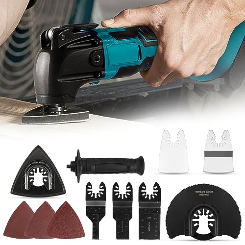 Oszillationswerkzeug Oszillierer für Makita Akku 18V Li-Ion,500W Akku-Multifunktionswerkzeug mit 8 Zubehör, Oszillierende Säge zum Trennen, Schleifen und Schaben(ohne Akkus, ohne Ladegerät) von Honeyhouse