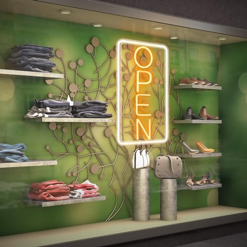 Honeyhouse OPEN Neon Schild, 43x23cm OPEN Neonschild Neon Licht Bar Neon Sign LED Neonlicht Angetrieben Durch USB mit Dimmbaren Schaltern, für Bar Club Geschäft Restaurant Cafe (Vertikal) von Honeyhouse