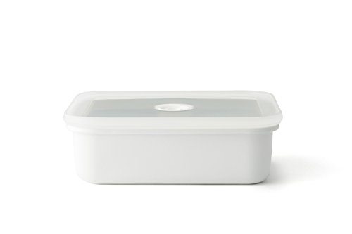 Honeyware 87007 Auflaufform / Backform aus Emaille, flach, mit Aroma-Deckel, Ofenform für Aufläufe, Lasagne, Tiramisu, Größe L - 1,35 L - 20,5 x 16 x 6,5 cm von Honeyware