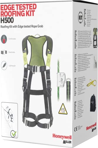 Honeywell H500 PSS Edge Tested Roofing Kit, Full Body Harness & RG300 Seilgreifer mit Rucksack, 1036591 von MILLER