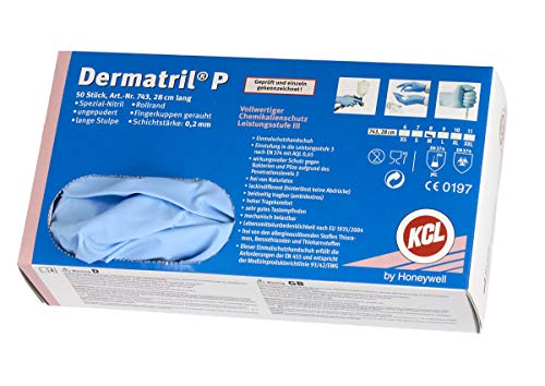Chemikalienschutzhandschuhe Dermatril P 743 (50 Stück/VE, Größe 8) von Honeywell