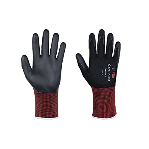 Honeywell 10 Paar Rot/Schwarz CoreShield™ Double Palm beschichtete Arbeitshandschuhe, wasser- und ölabweisend, waschbar, Schnittstufe A, Größe 10/XL, 21-1D13B-10/XL von Honeywell