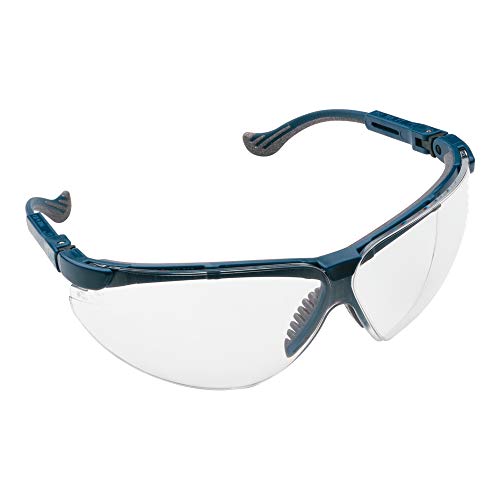 Honeywell 1010950 XC Schutzbrille, blauer Rahmen, transparentes Polycarbonat-Glas, kratzfeste Beschlagschutzbeschichtung, verstellbare Bügel, RX-Einsatz für verschreibungspflichtige Träger (1 Stück) von Honeywell