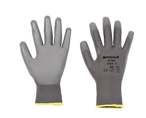 Honeywell 2100250-10 PU FIRST Allzweck-Polyamid-Strickhandschuhe, leicht, 26 cm lang, Größe 10 (Packung mit 10 Paar), Grau von Honeywell