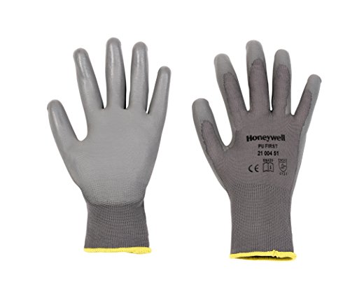 Honeywell 2100250-11 PU FIRST Allzweck-Polyamid-Strickhandschuhe, leicht, 26 cm lang, Größe 11 (Packung mit 10 Paar), Grau von Honeywell