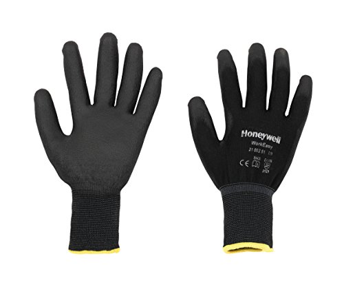 Honeywell 2100251-07 Workeasy PU-Strickhandschuhe, schwarz, industriell waschbar, 25 cm lang, Stärke 13, Größe 07 (Packung mit 10 Paar) von Honeywell