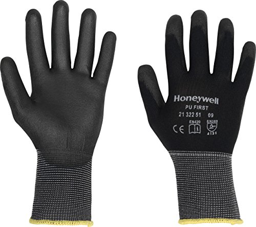 Honeywell 2132251 Vertigo Black PU C&G 1 Schnittschutzhandschuhe, 100% schwarze Polyamid-Strickhandschuhe, 25 cm lang, geeignet für Präzisionsarbeiten, Größe 7, 2132251-07 (Packung mit 10 Paar) von Honeywell