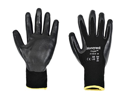 Honeywell 2232231-09 Perfect Fit Handschuh, Polytril Schwarz, Größe 9, Packung mit 10 Stück von Honeywell