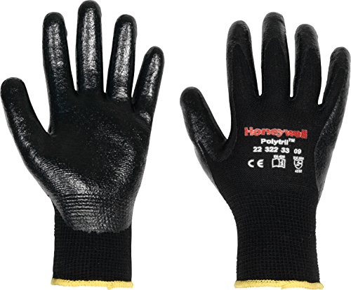 Honeywell 2232233 Polytril MIX Strickhandschuhe aus Polyamid/Baumwolle, schwarz, universell einsetzbar, 25 cm lang, geeignet für Versorgungsunternehmen, Größe 8, 2232233-08 (Packung mit 10 Paar) von Honeywell