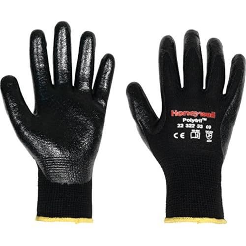Honeywell 2232233 Polytril MIX Strickhandschuhe aus Polyamid/Baumwolle, schwarz, universell einsetzbar, 25 cm lang, geeignet für Versorgungsunternehmen, Größe 9, 2232233-09 (Packung mit 10 Paar) von Honeywell