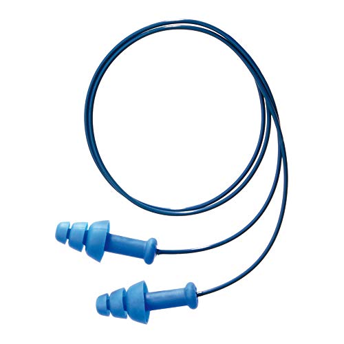Honeywell 1012522 Howard Leight SmartFit Detectable wiederverwendbare Ohrstöpsel mit Kabel, blau, flanschförmig, geeignet für die Lebensmittelindustrie, SNR 30 dB (Packung mit 50 Paar) von Honeywell