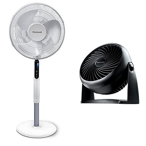 Honeywell Advanced QuietSet Oszillierender Standventilator (5 Geschwindigkeitseinstellungen) HSF600W & TurboForce Turbo-Ventilator(Geräuscharme Kühlung, verstellbarer Neigungswinkel bis zu 90°) HT900E von Honeywell