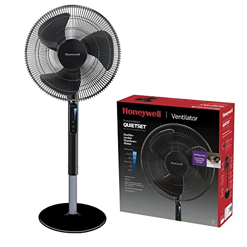 Honeywell Advanced QuietSet Oszillierender Standventilator (5 Geschwindigkeitseinstellungen, Timer-Funktion, Oszillation 70°, Höhenverstellung, Fernbedienung, Einfach zu benutzen) HSF600B von Honeywell