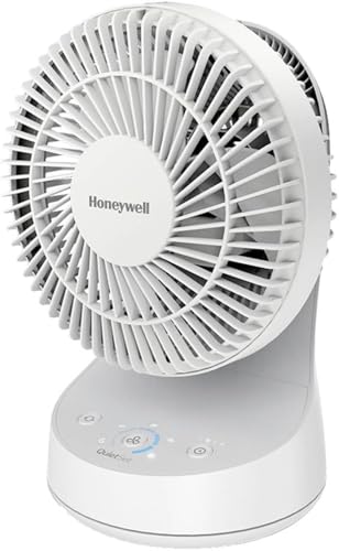 Honeywell QuietSet Oszillierender Tischventilator in Weiß – Ventilator für einzelne Benutzer und kleine Räume mit leisem Betrieb und 5 Leistungs- und Geräuschstufen - HTF337WE von Honeywell