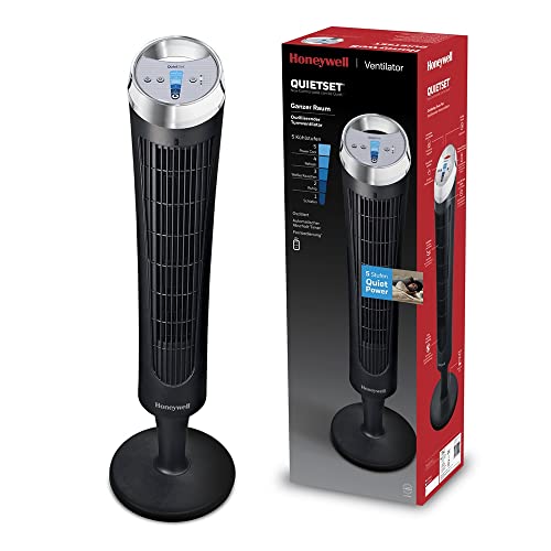 Honeywell QuietSet Turmventilator (5 Geschwindigkeitseinstellungen, Oszillation 75°, Timer-Funktion, Fernbedienung) HY254 von Honeywell