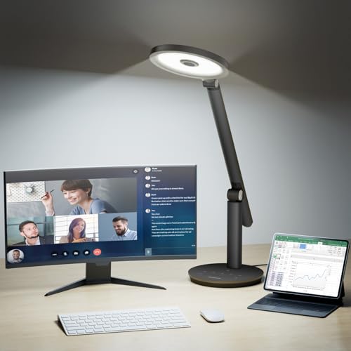 Honeywell Schreibtischlampe,H6 Sunturalux Eye-Care LED Tischlampe Dimmbar, 800LM Tischleuchte Mit Timer, Tischlampe Led mit Touch-Steuerung für Arbeitszimmer, Schlafzimmer(Schwarz) von Honeywell