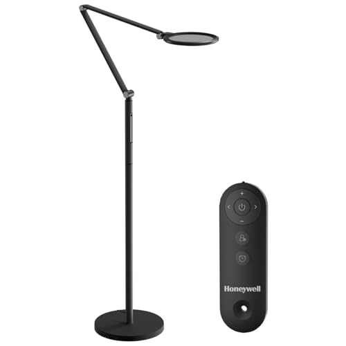 Honeywell Stehleuchte Dimmer LED Stehlampe mit Fernbedienung, Farbe & Helligkeit einstellbar Modern für Wohnzimmer Büro HWL-F01BK Schwarz von Honeywell