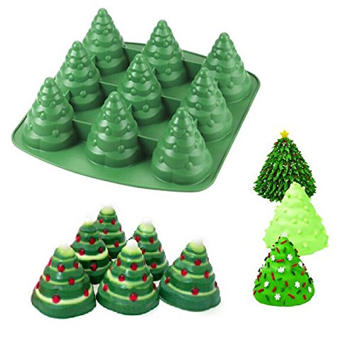 Honfitat 3D Weihnachtsbaum Kuchenform Aus Silikon, Backform Für Kekse Oder Schokolade, Grün von Honfitat