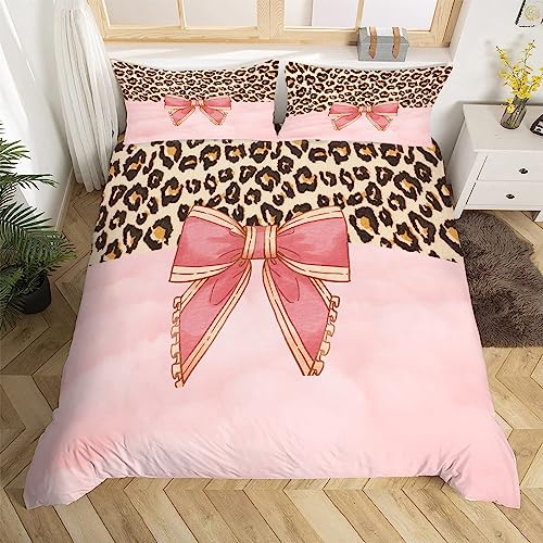 Leopardenmuster Bettwäsche 200x200 cm Weiche Mikrofaser Pinker Bogen Bettwäsche-Sets mit Reißverschluss 3 Teilig Bettbezug mit 2 Kissenbezug 80x80 cm Leopardenmuster Bettwäsche 200x200 cm Weiche Mikrofaser Pinker Bogen Bettwäsche-Sets mit Reißverschluss 3 Teilig Bettbezug mit 2 Kissenbezug 80x80 cm von HongDuo