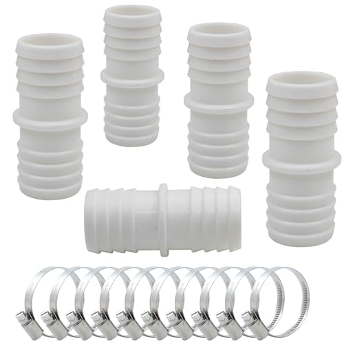 HongFuFu 5 Stück Poolschlauch-Verbinder Ø 32 auf 32 mm mit 10 Schlauchschellen, Universelle Rohrverbinder für Filterpumpenschläuche von HongFuFu