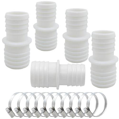 HongFuFu 5 Stück Poolschlauch-Verbinder Ø 32 auf 38 mm mit 10 Schlauchschellen, Universelle Rohrverbinder für Filterpumpenschläuche von HongFuFu