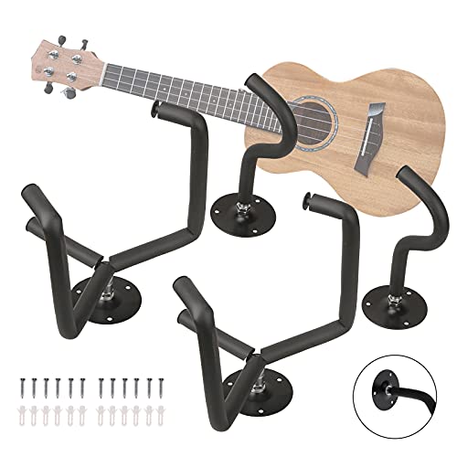 HongKKon 2 Stück Gitarren-Wandhalterung, Metall-Gitarrenhalter Wandmontiert Gitarrenhanger mit Schützendem Schwamm, Tragfähigkeit 10kg, Gitarrenhaken für Gitarren, E-Gitarren, Bässe von HongKKon