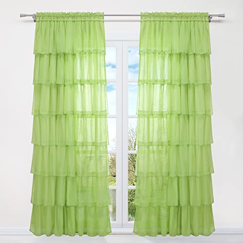 HongYa 1 Stück Voile Gardine Schal mit Rüschen Halbtransparenter Vorhang Tunnelzug Einfarbiger Fensterschal H/B 260/140 cm Grün HongYa 1 Stück Voile Gardine Schal mit Rüschen Halbtransparenter Vorhang Tunnelzug Einfarbiger Fensterschal H/B 260/140 cm Grün von HongYa