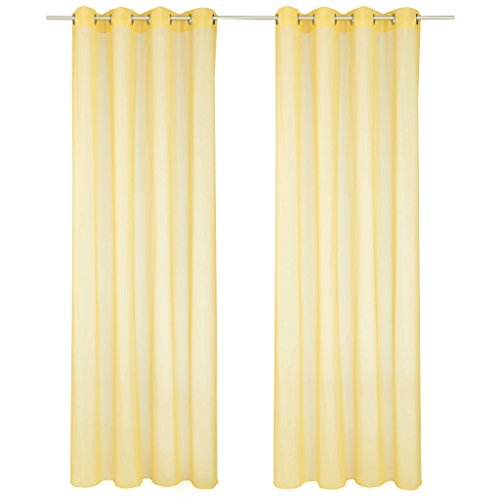 HongYa 1er-Pack Ösenschal Uni Vorhang Transparenter Voile Gardine Dekoschal H/B 225/140 cm Gelb von HongYa