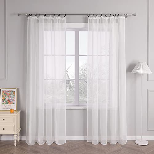 HongYa 1er-Pack Uni Gardine Transparenter Voile Schal Vorhang mit Kräuselband H/B 175/145 cm Creme von HongYa