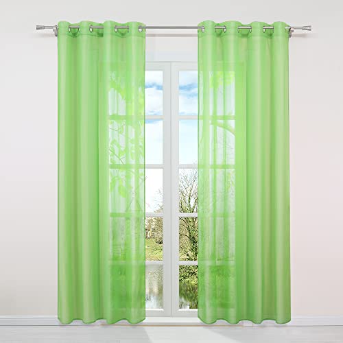 HongYa 1er-Pack Uni Voile Gardine Transparenter Vorhang Schal mit Ösen H/B 145/140 cm Grün von HongYa