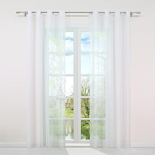 HongYa 1er-Pack Uni Voile Gardine Transparenter Vorhang Schal mit Ösen H/B 175/140 cm Weiß von HongYa