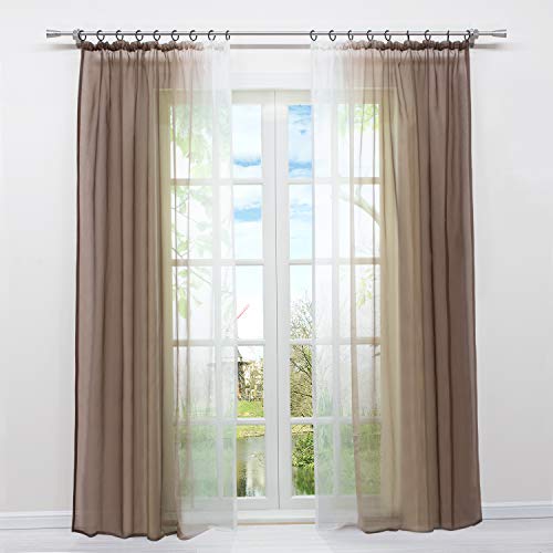 HongYa 2er-Pack Farbverlauf Gardinen Transparenter Voile Vorhänge Schals mit Kräuselband H/B 145/140 cm Braun von HongYa