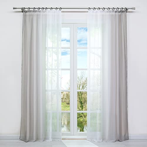 HongYa 2er-Pack Farbverlauf Gardinen Transparenter Voile Vorhänge Schals mit Kräuselband H/B 145/140 cm Hellbraun von HongYa