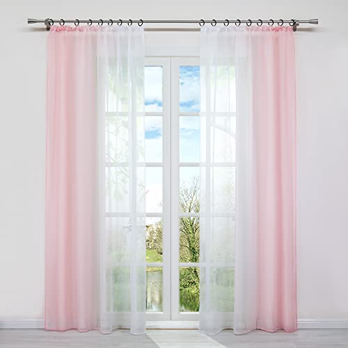 HongYa 2er-Pack Farbverlauf Gardinen Transparenter Voile Vorhänge Schals mit Kräuselband H/B 175/140 cm Rosa HongYa 2er-Pack Farbverlauf Gardinen Transparenter Voile Vorhänge Schals mit Kräuselband H/B 175/140 cm Rosa von HongYa
