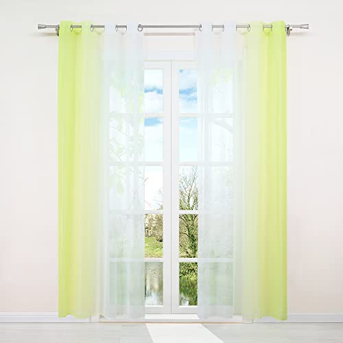 HongYa 2er-Pack Farbverlauf Gardinen Transparenter Voile Vorhänge Schals mit Ösen H/B 225/140 cm Grün HongYa 2er-Pack Farbverlauf Gardinen Transparenter Voile Vorhänge Schals mit Ösen H/B 225/140 cm Grün von HongYa