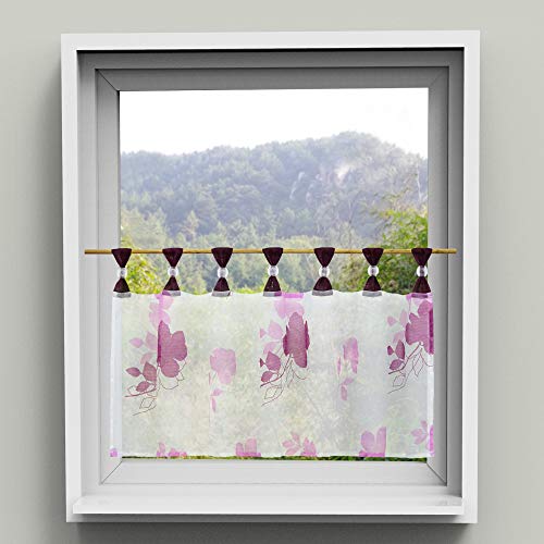HongYa Bedruckte Scheibengardine Transparenter Voile Cafe Vorhang Blumenmotive Bistrogardine mit Schlaufen H/B 45/120 cm Beere HongYa Bedruckte Scheibengardine Transparenter Voile Cafe Vorhang Blumenmotive Bistrogardine mit Schlaufen H/B 45/120 cm Beere von HongYa