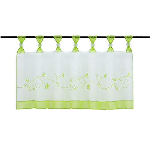 HongYa Bestickte Scheibengardine transparenter Voile Bistrogardine mit Schlaufen H/B 45/120 cm Grün HongYa Bestickte Scheibengardine transparenter Voile Bistrogardine mit Schlaufen H/B 45/120 cm Grün von HongYa