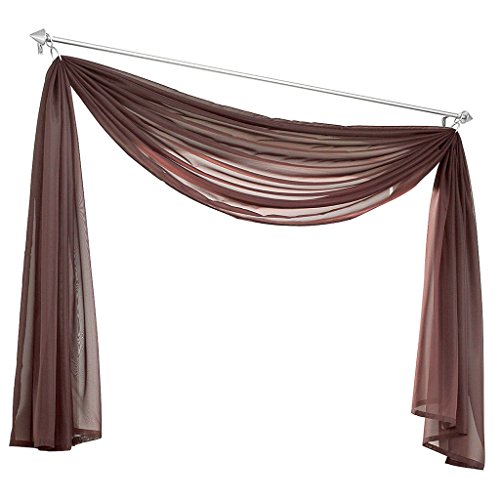 HongYa Gardine Voile Schals Transparent Querbehang BxL: 145x600cm Braun von HongYa