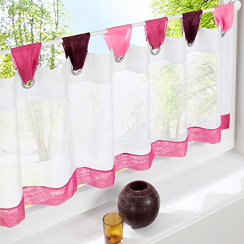 HongYa Kaffee Vorhang Voile Bistrogardine Küchen Gardinen B*H 120 * 60cm Pink von HongYa